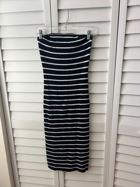 Caroline Constas Black and White Striped Midi Dress